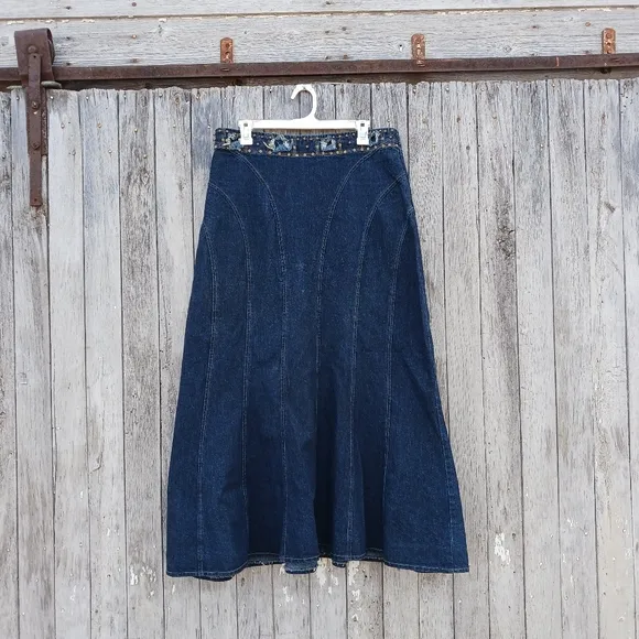 Chez Vouz de France Vintage Y2K Size Large Denim Mermaid Skirt Midi Modest