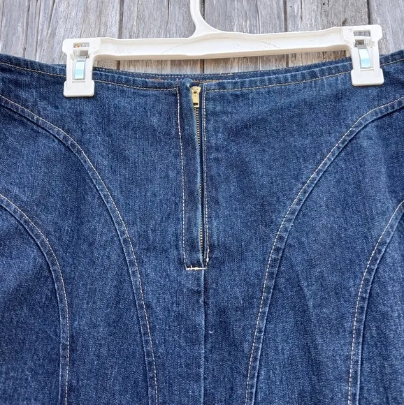 Chez Vouz de France Vintage Y2K Size Large Denim Mermaid Skirt Midi Modest