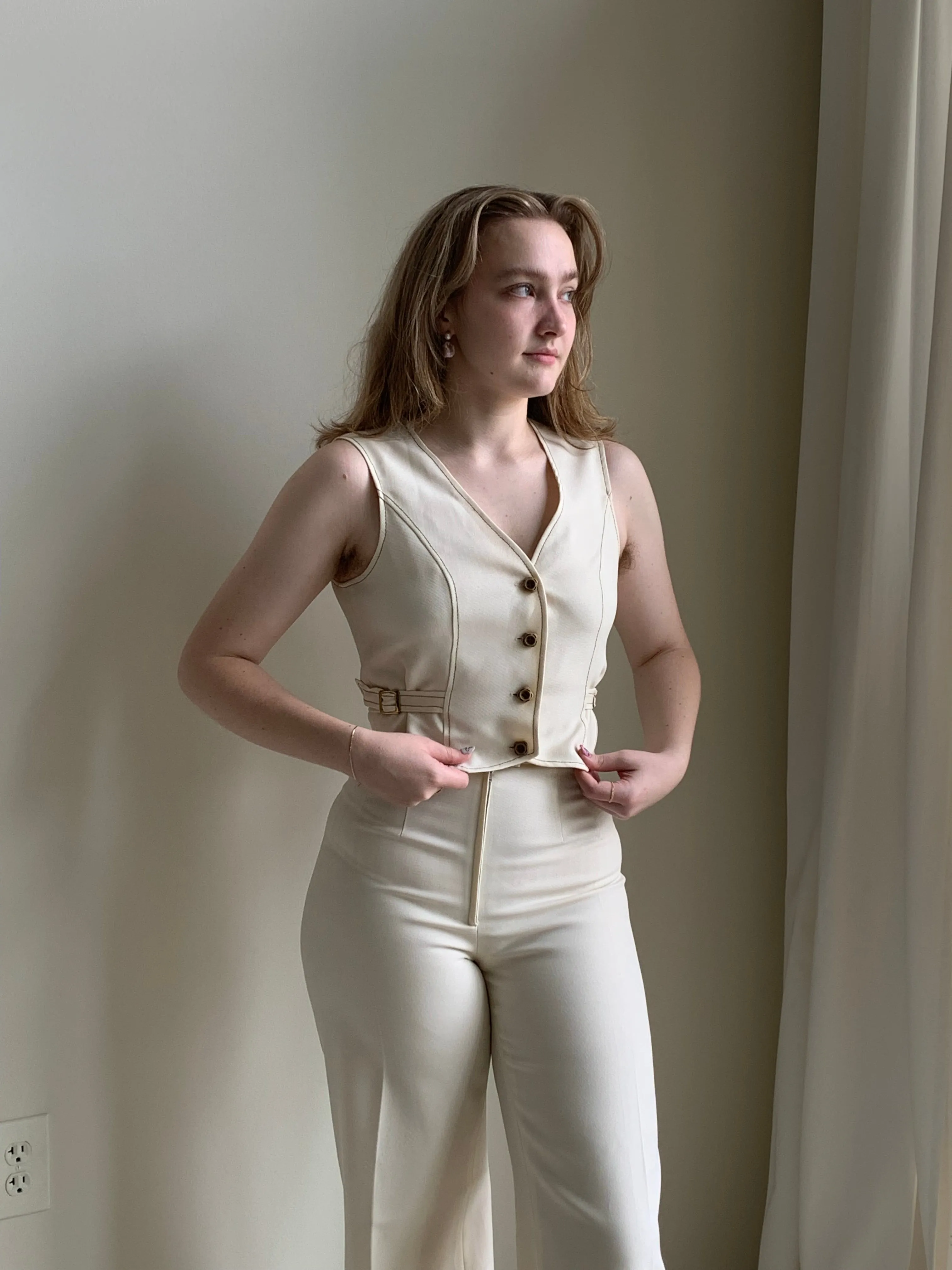 Cream vintage vest set