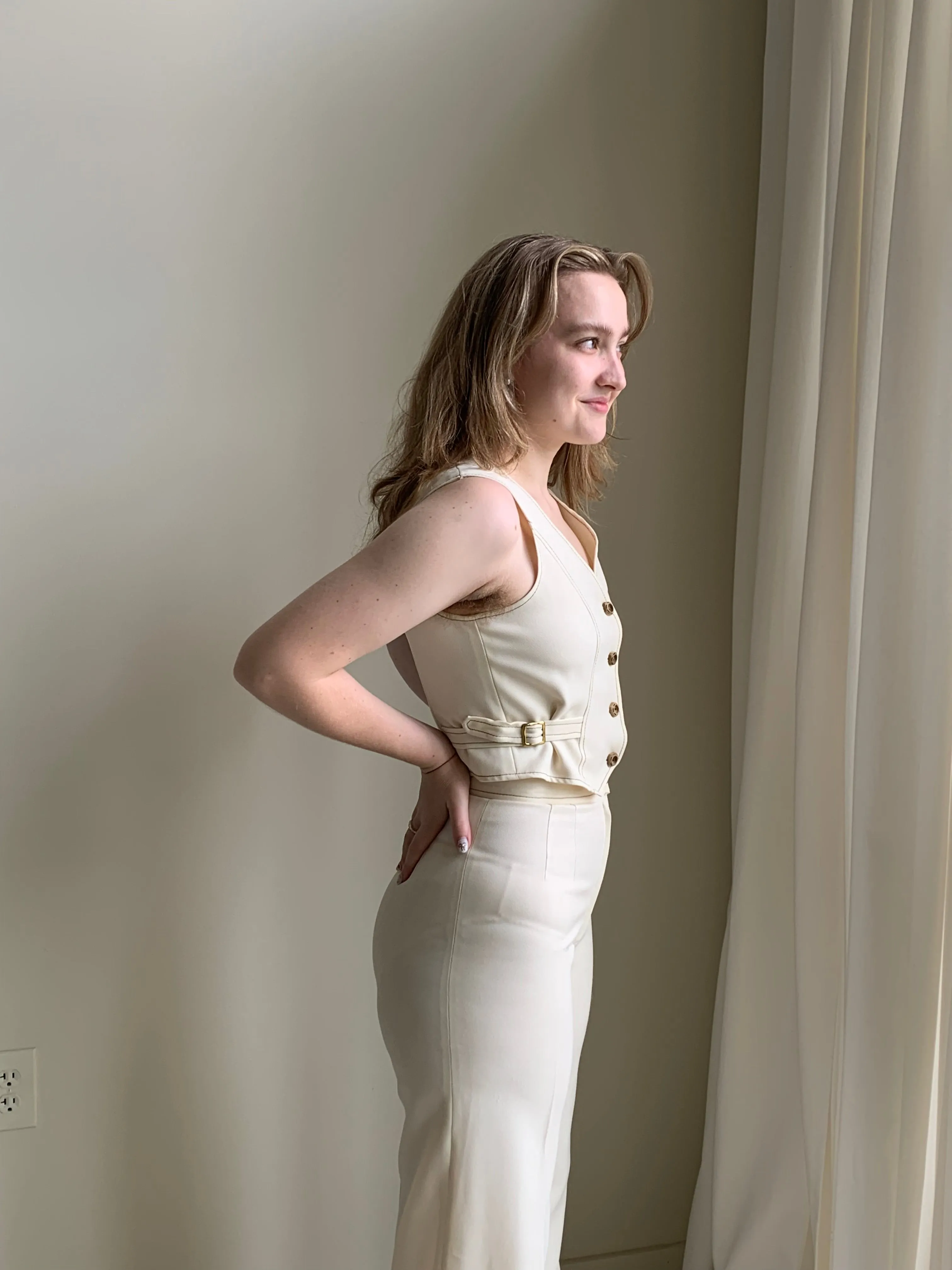 Cream vintage vest set