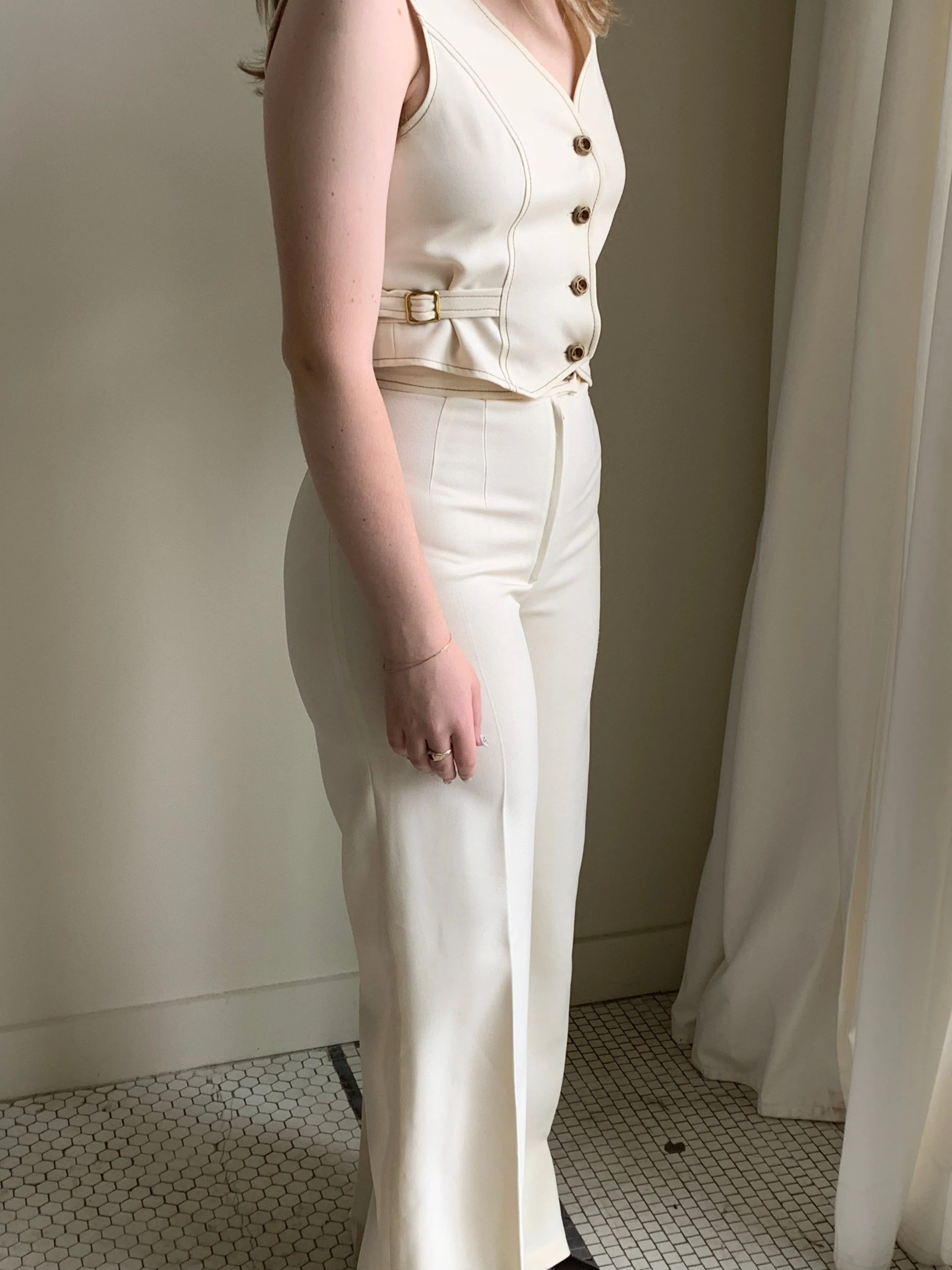 Cream vintage vest set