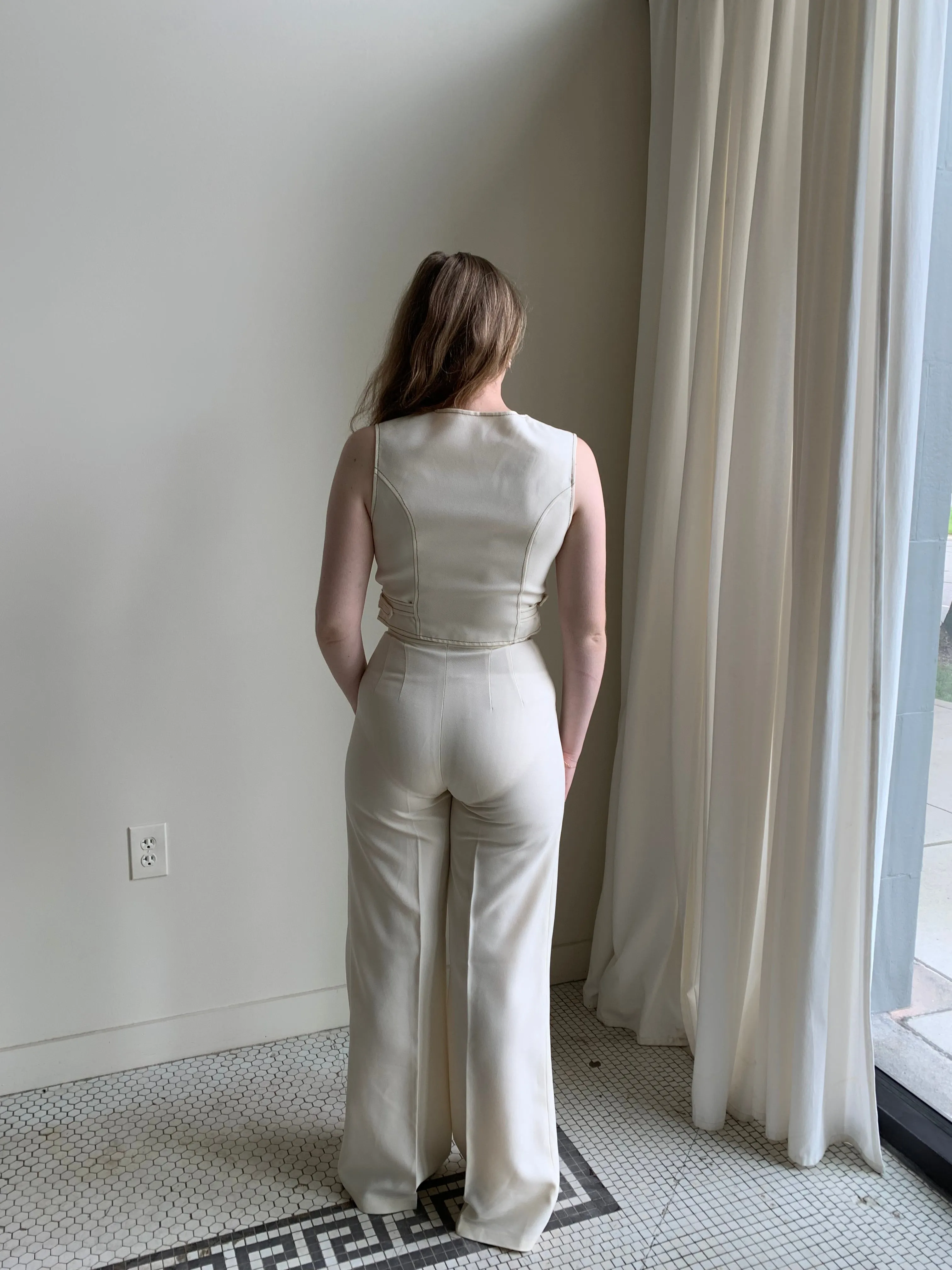 Cream vintage vest set