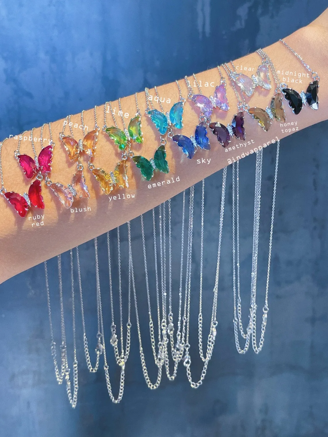 Crystal Glass Butterfly Necklace