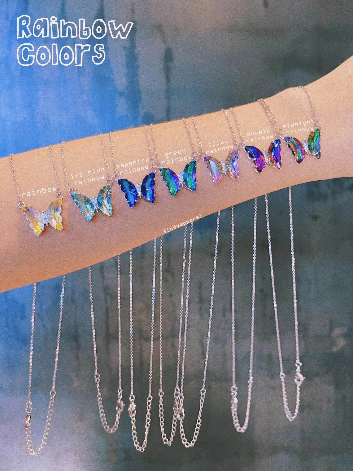 Crystal Glass Butterfly Necklace