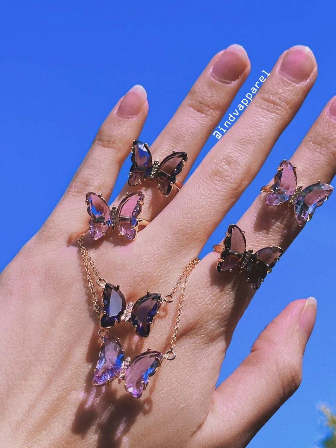 Crystal Glass Butterfly Necklace