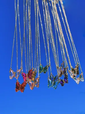 Crystal Glass Butterfly Necklace