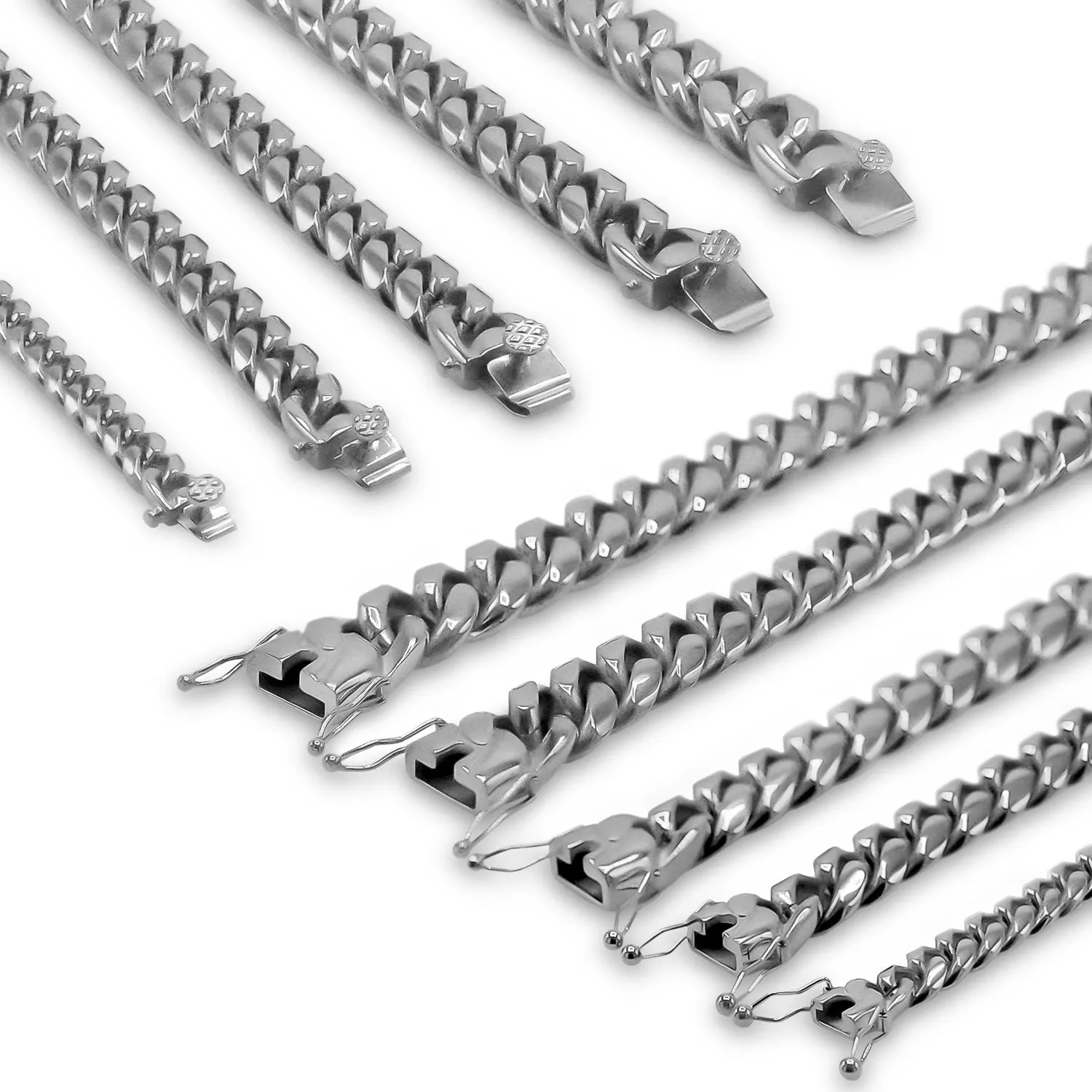 Cuban Link Chain Silver Curb Bracelet 8.5" Stainless Steel Men Jewelry