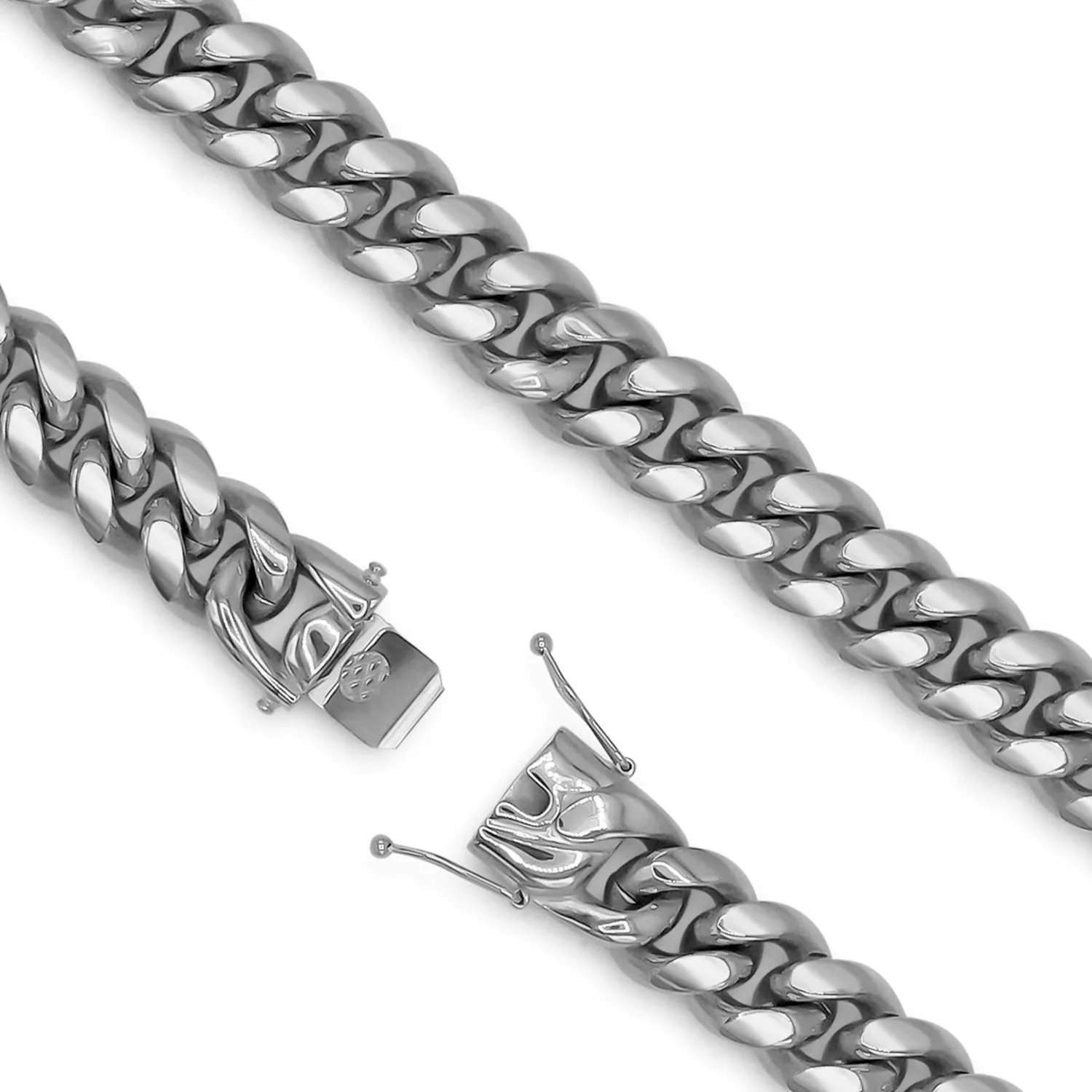 Cuban Link Chain Silver Curb Bracelet 8.5" Stainless Steel Men Jewelry