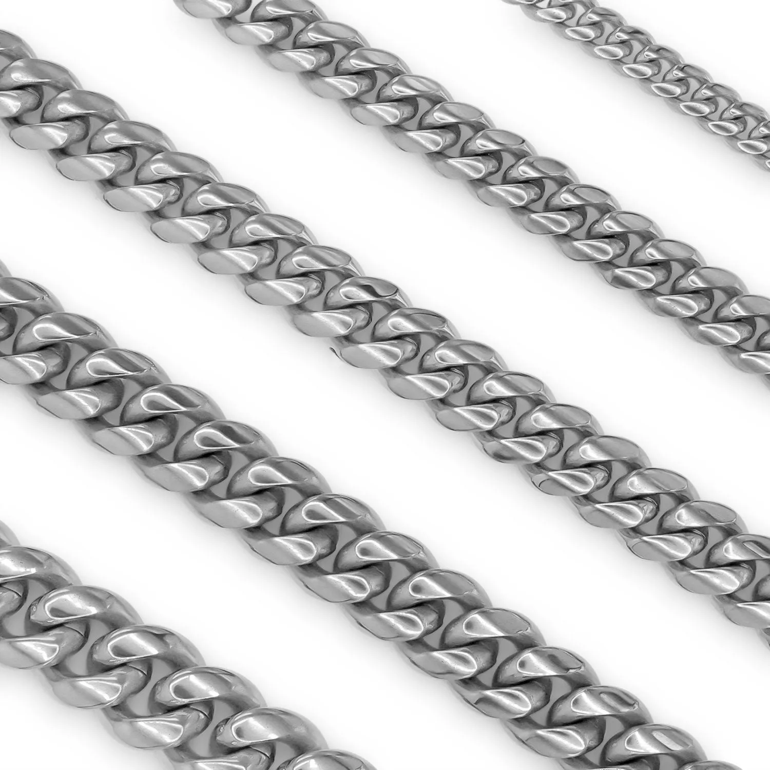 Cuban Link Chain Silver Curb Bracelet 8.5" Stainless Steel Men Jewelry
