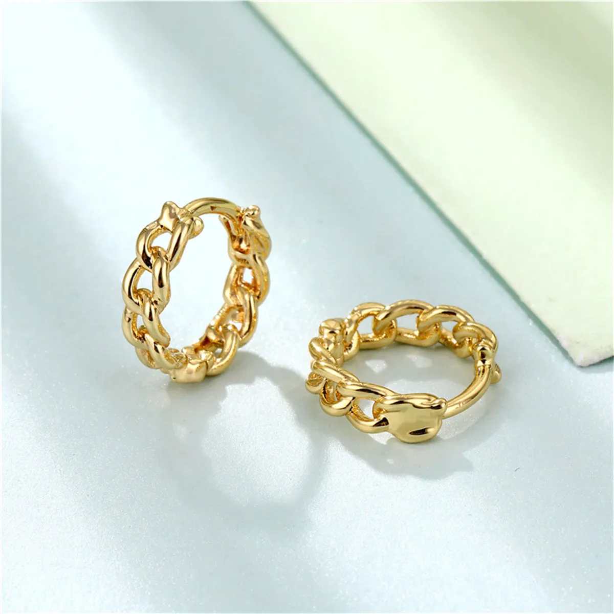 Curb Chain Huggie Earrings