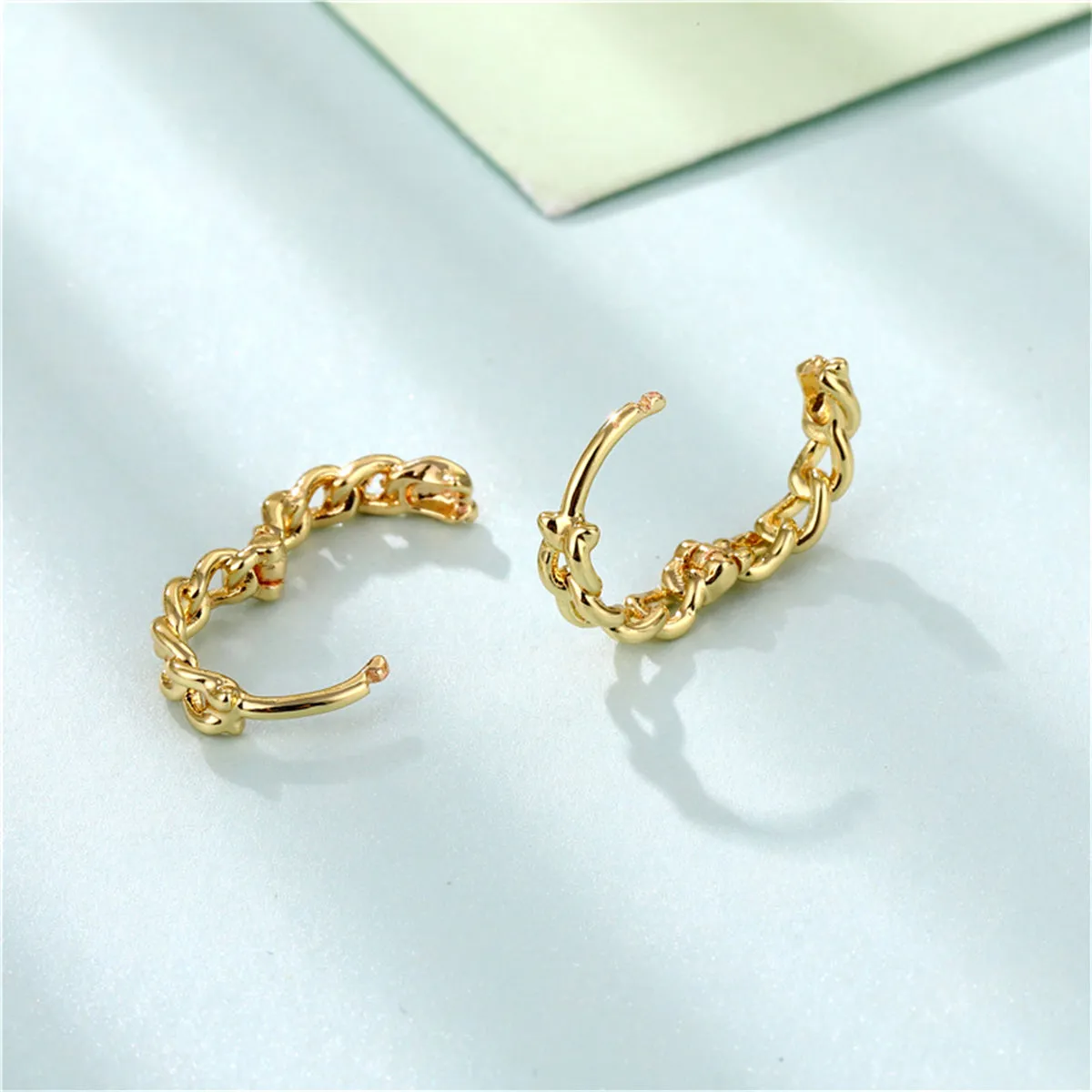 Curb Chain Huggie Earrings