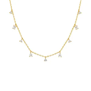 CZ Multi Shape Dangling Charm Necklace