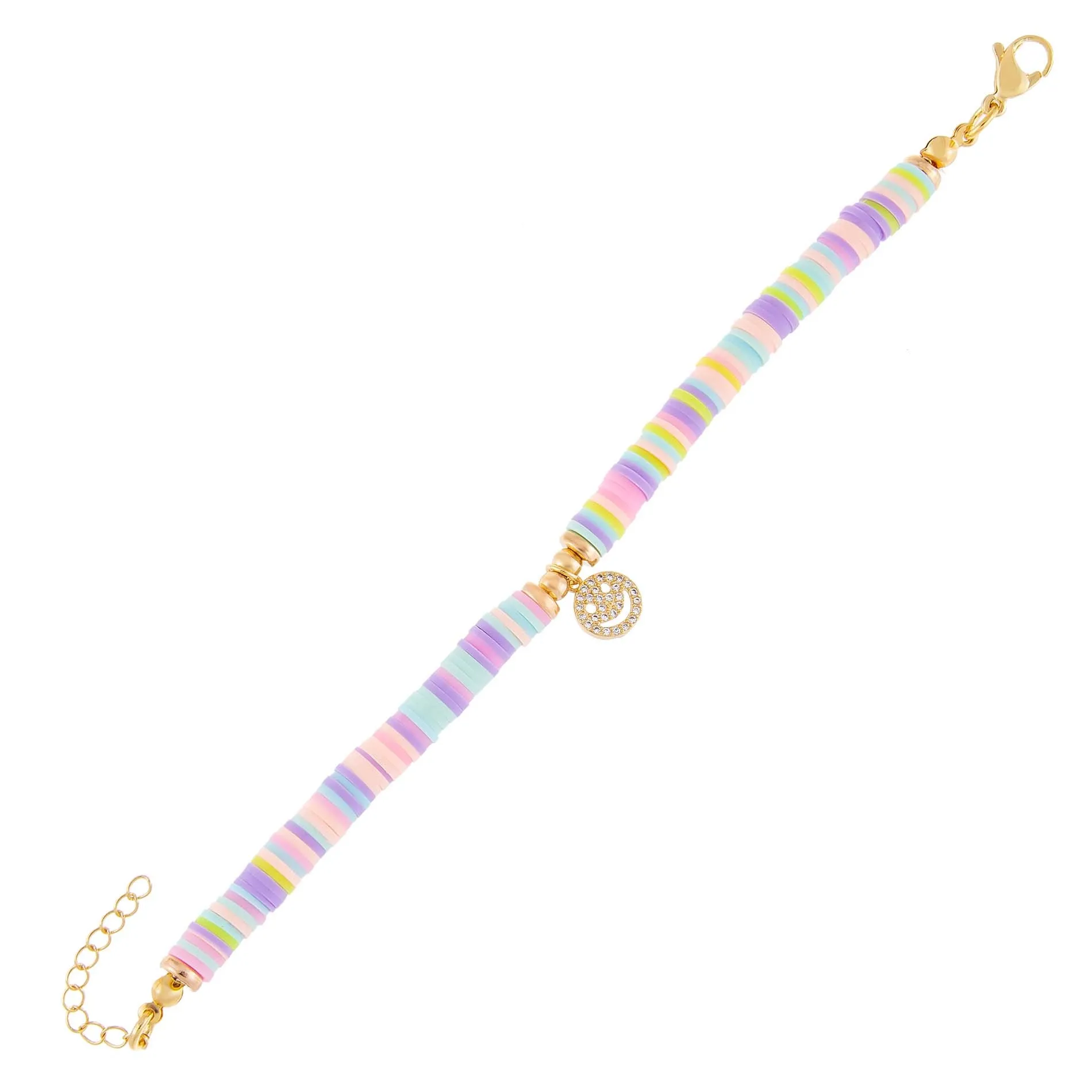 CZ Smiley Face Pastel Bead Bracelet
