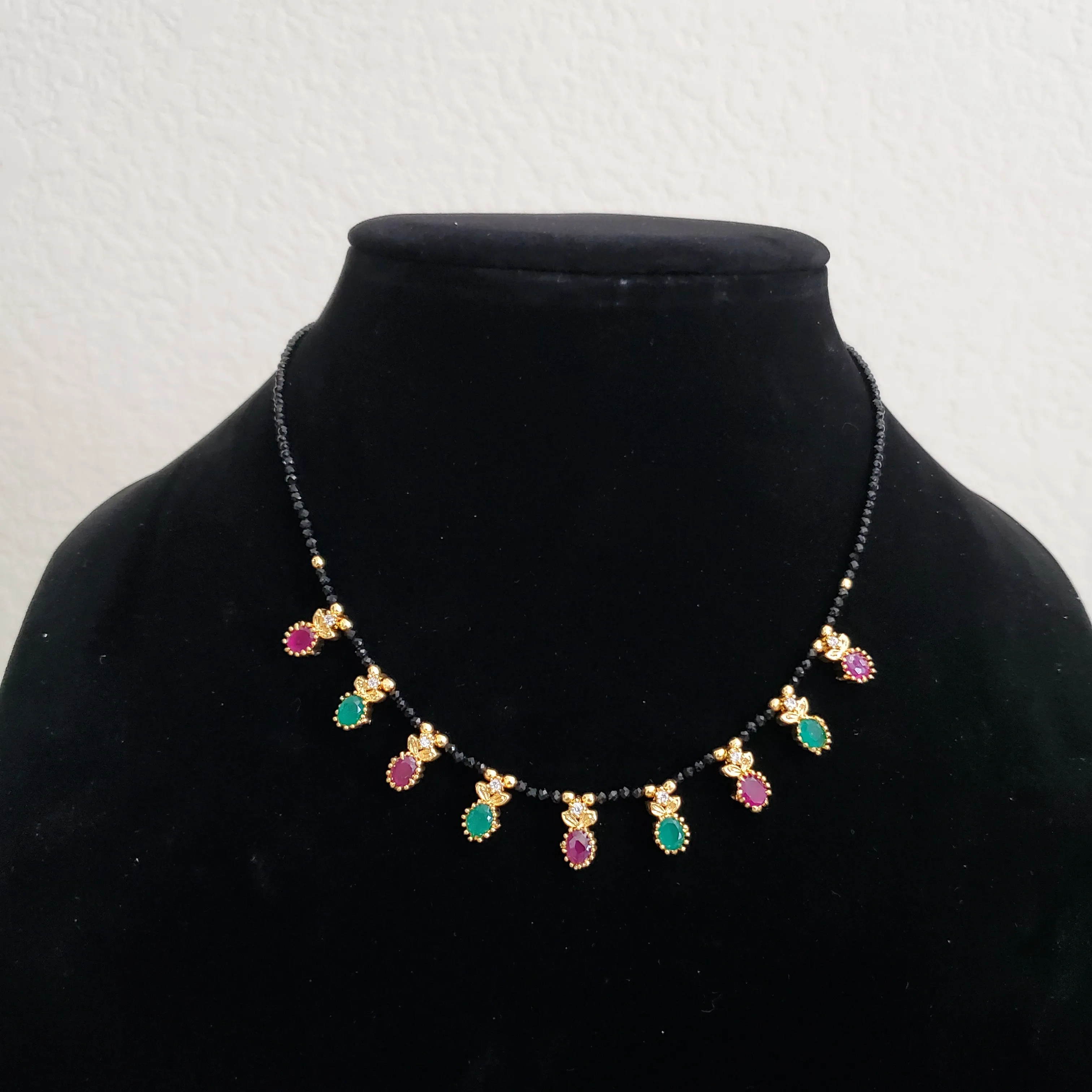 Dainty Black Bead Crystal Chain