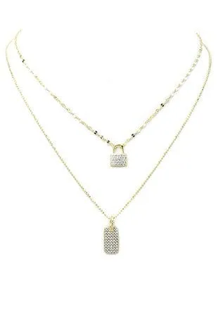 Dainty Layered Lock Necklace