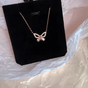 Dainty Sterling Silver Zirconia Butterfly Necklace
