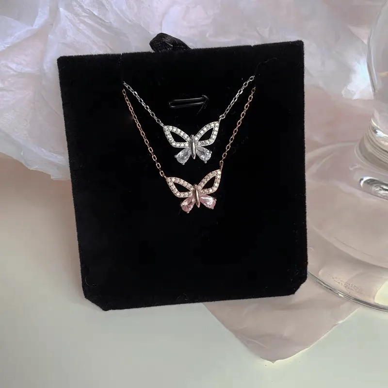 Dainty Sterling Silver Zirconia Butterfly Necklace