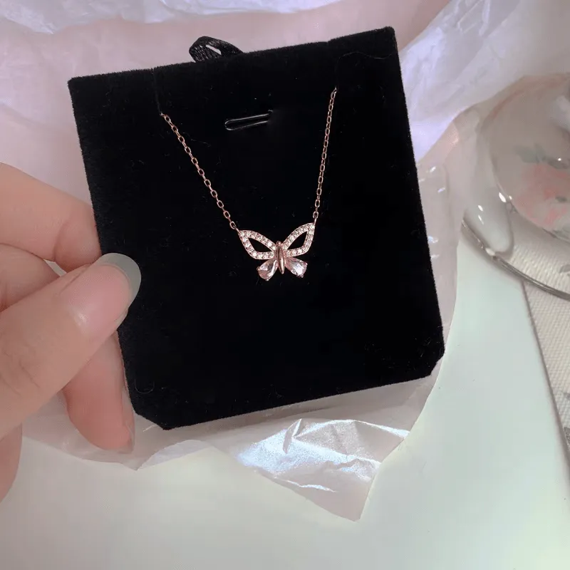 Dainty Sterling Silver Zirconia Butterfly Necklace