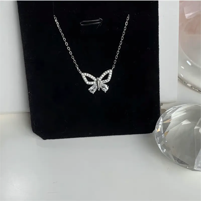 Dainty Sterling Silver Zirconia Butterfly Necklace