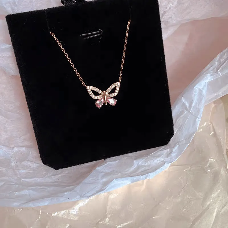 Dainty Sterling Silver Zirconia Butterfly Necklace