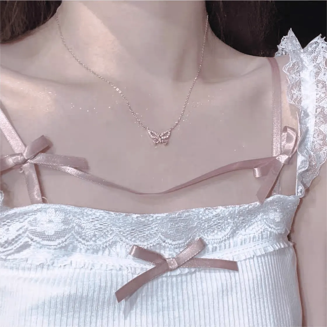 Dainty Sterling Silver Zirconia Butterfly Necklace