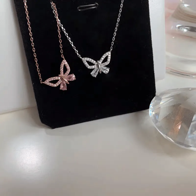 Dainty Sterling Silver Zirconia Butterfly Necklace