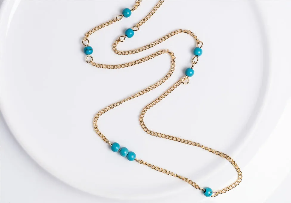 Dainty Teal Bead Necklace
