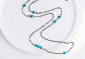 Dainty Teal Bead Necklace
