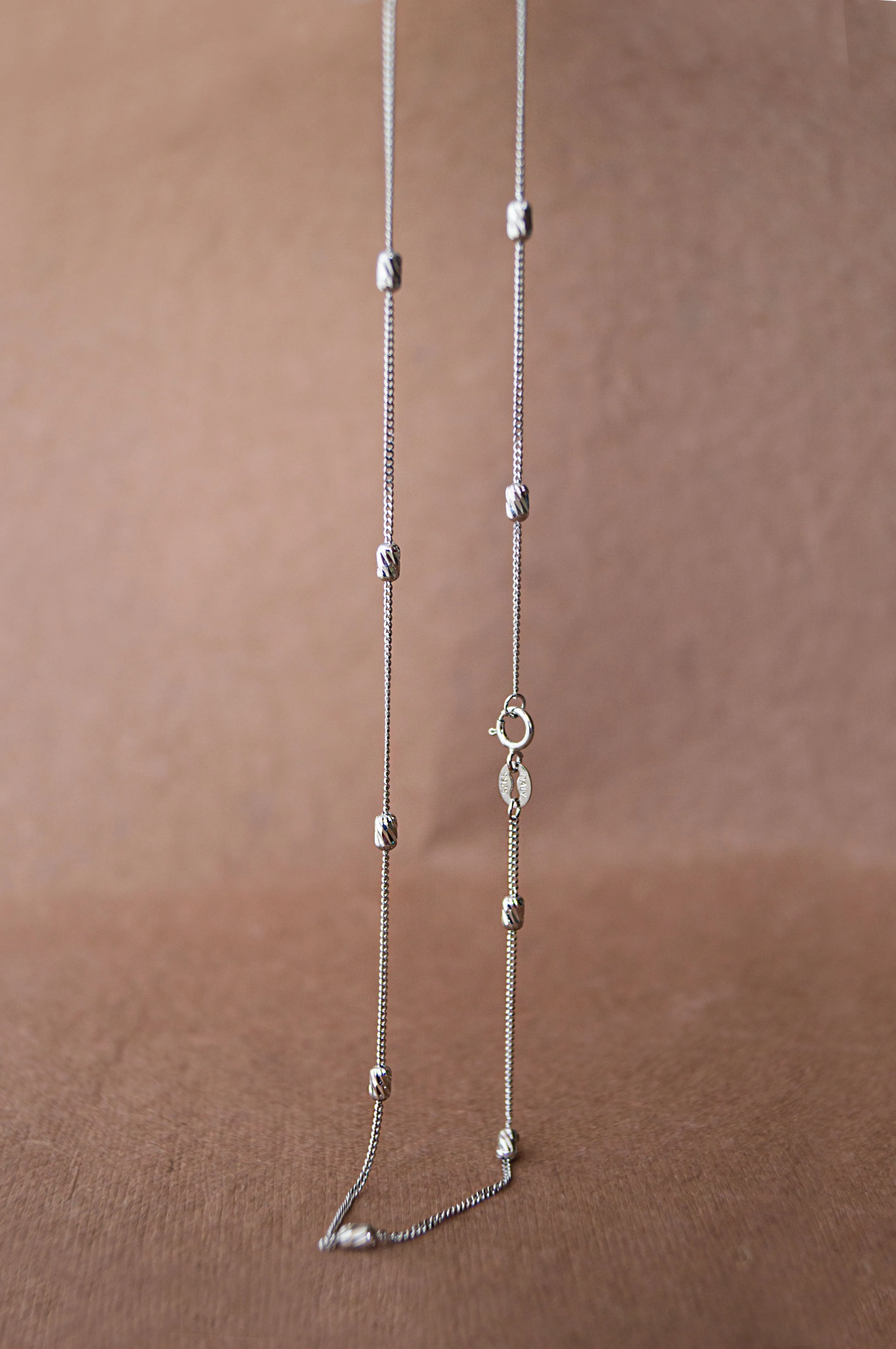 Dazzling Beads Rose Gold Plated Sterling Silver Chain