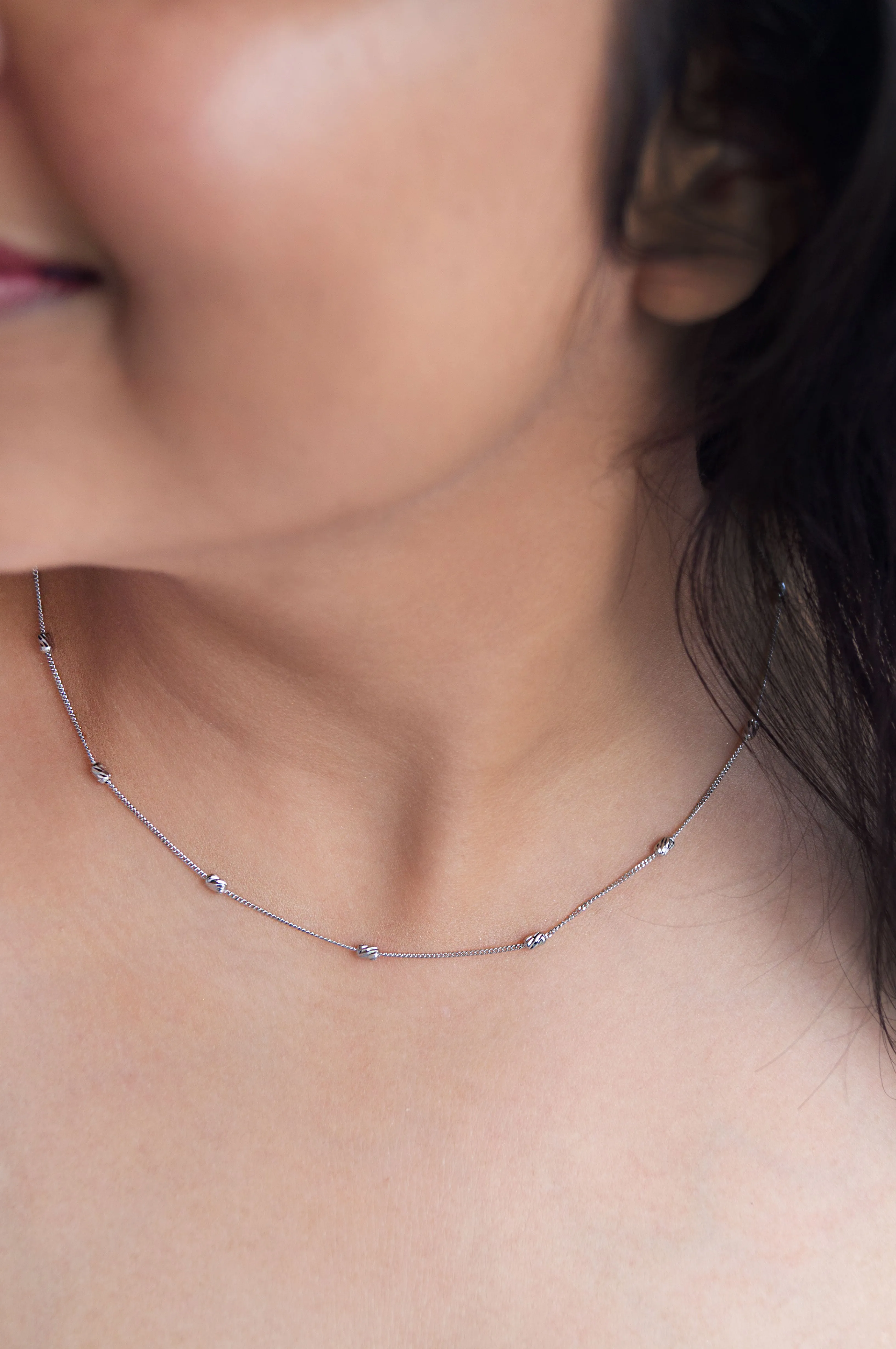 Dazzling Beads Rose Gold Plated Sterling Silver Chain