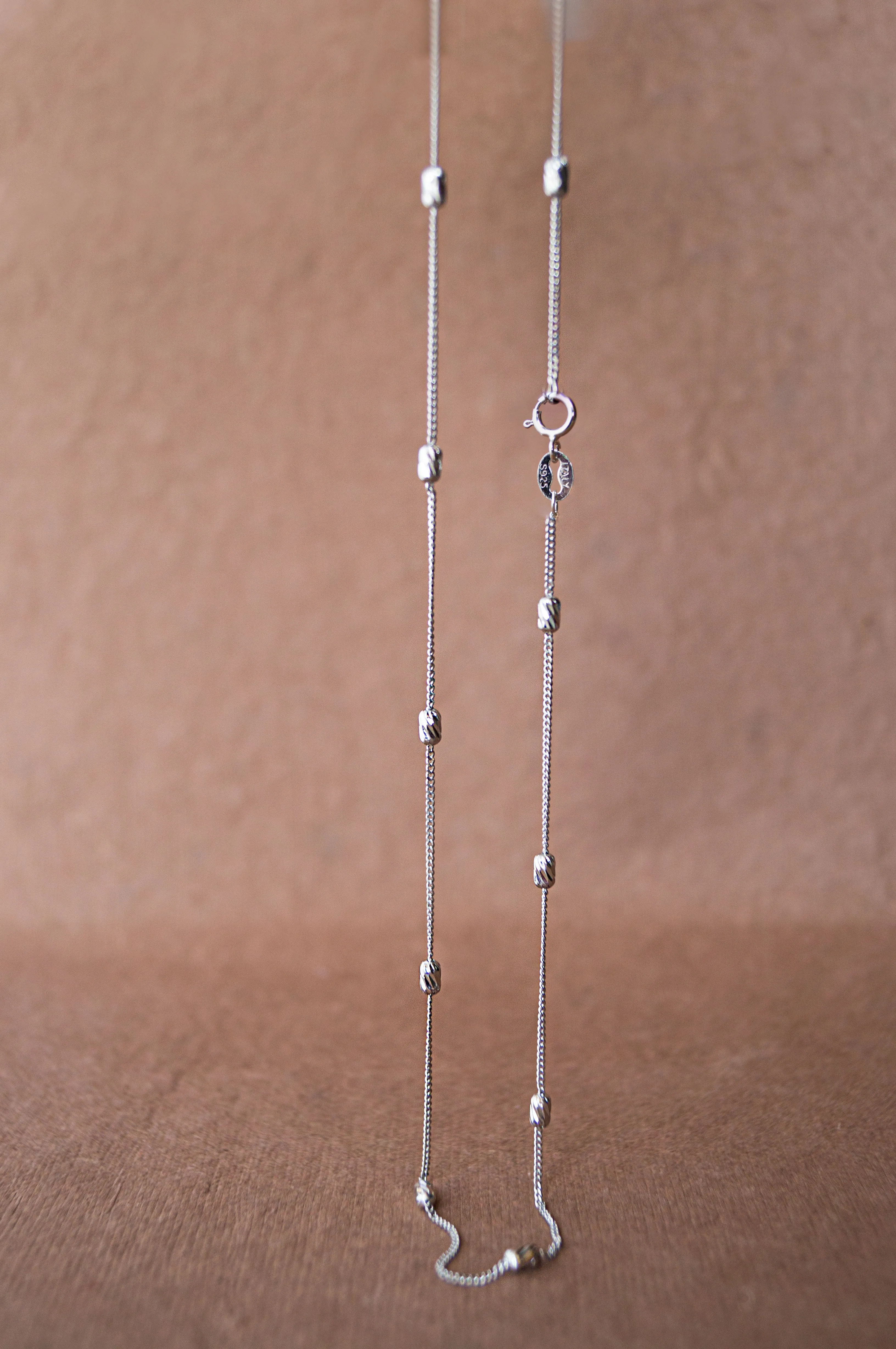 Dazzling Beads Rose Gold Plated Sterling Silver Chain