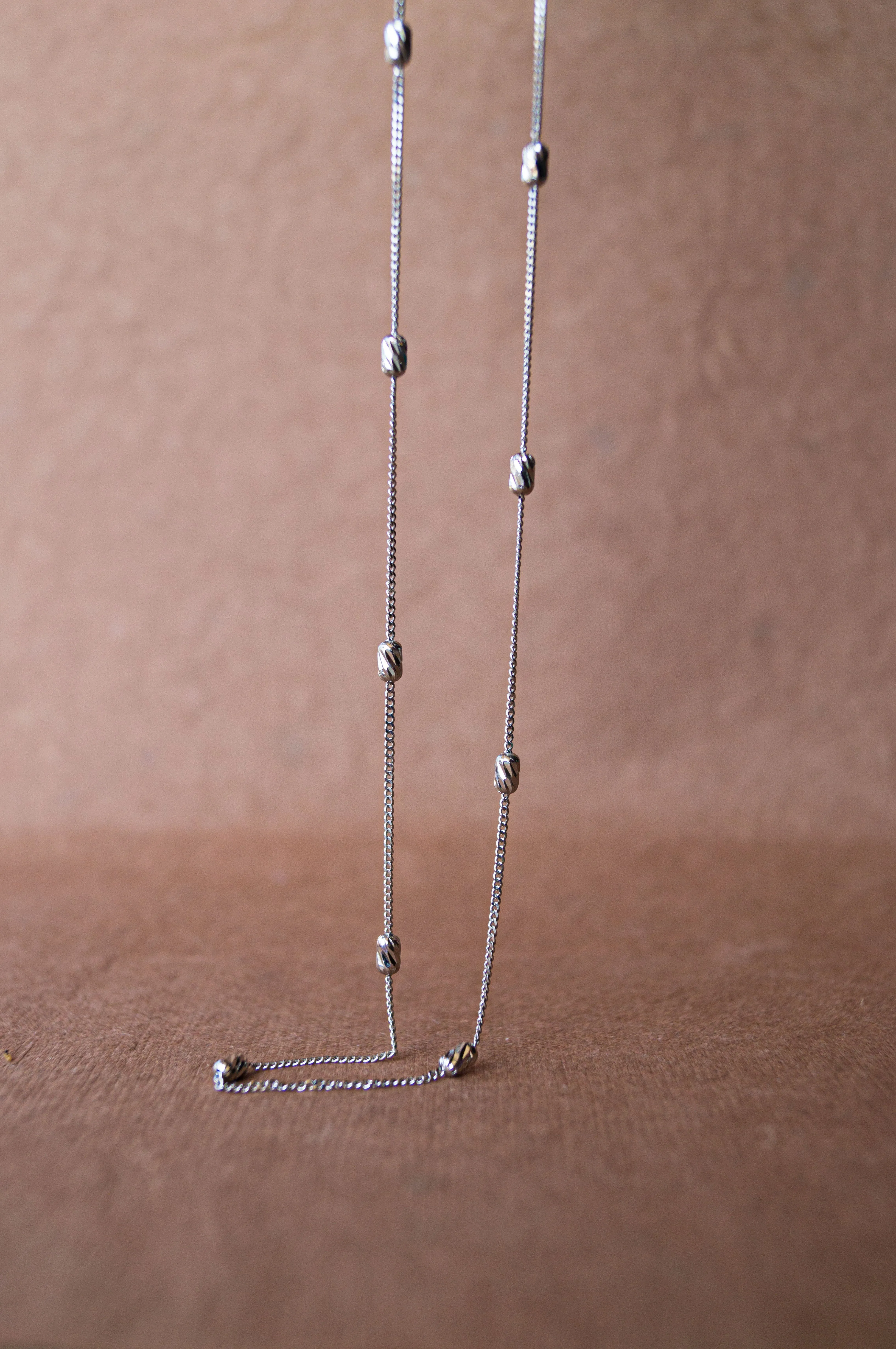 Dazzling Beads Rose Gold Plated Sterling Silver Chain