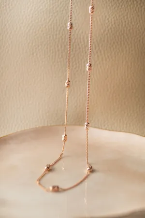Dazzling Beads Rose Gold Plated Sterling Silver Chain