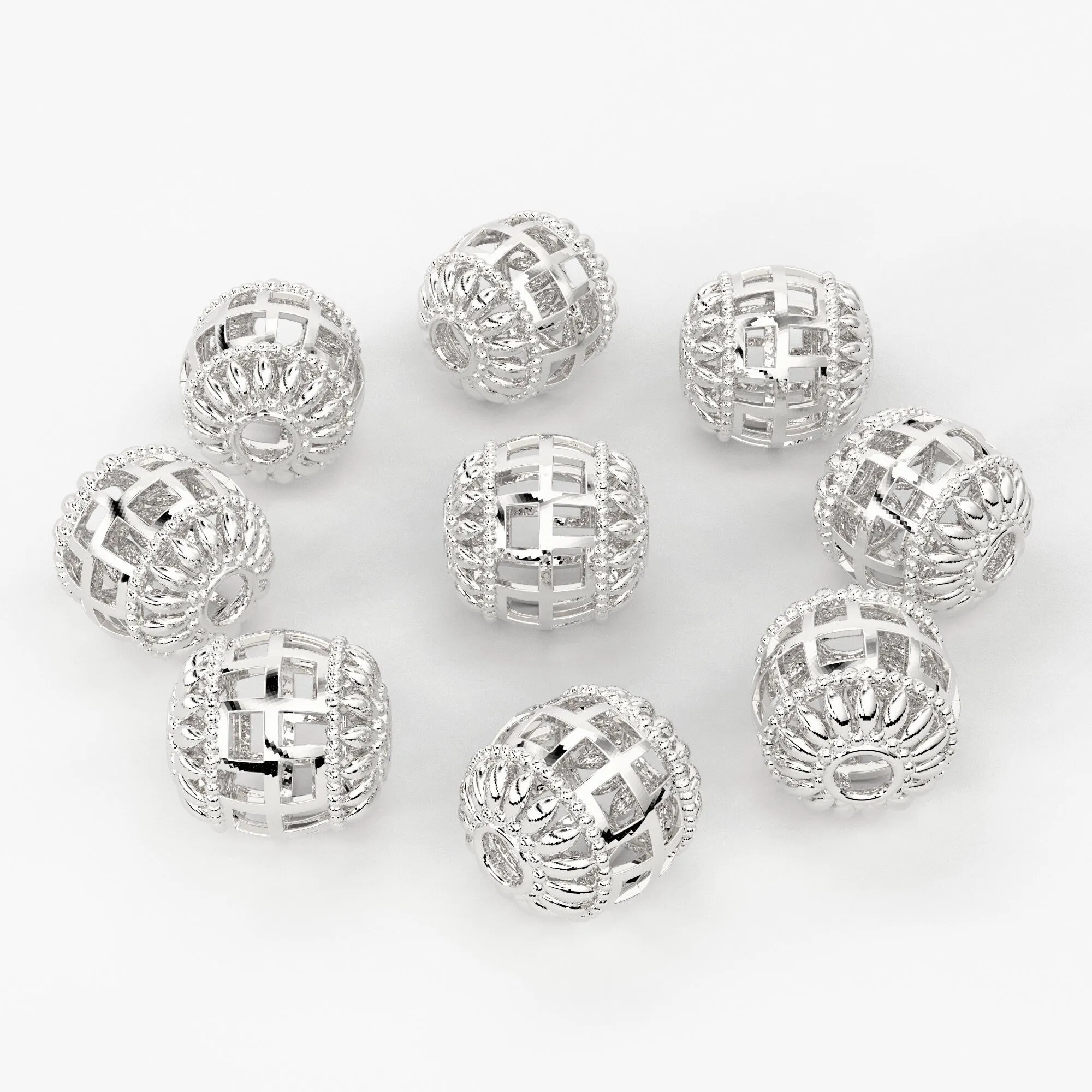 Designer Cage Solid Gold Handmade Round Spacer Gold Bead Finding 8mm 10mm