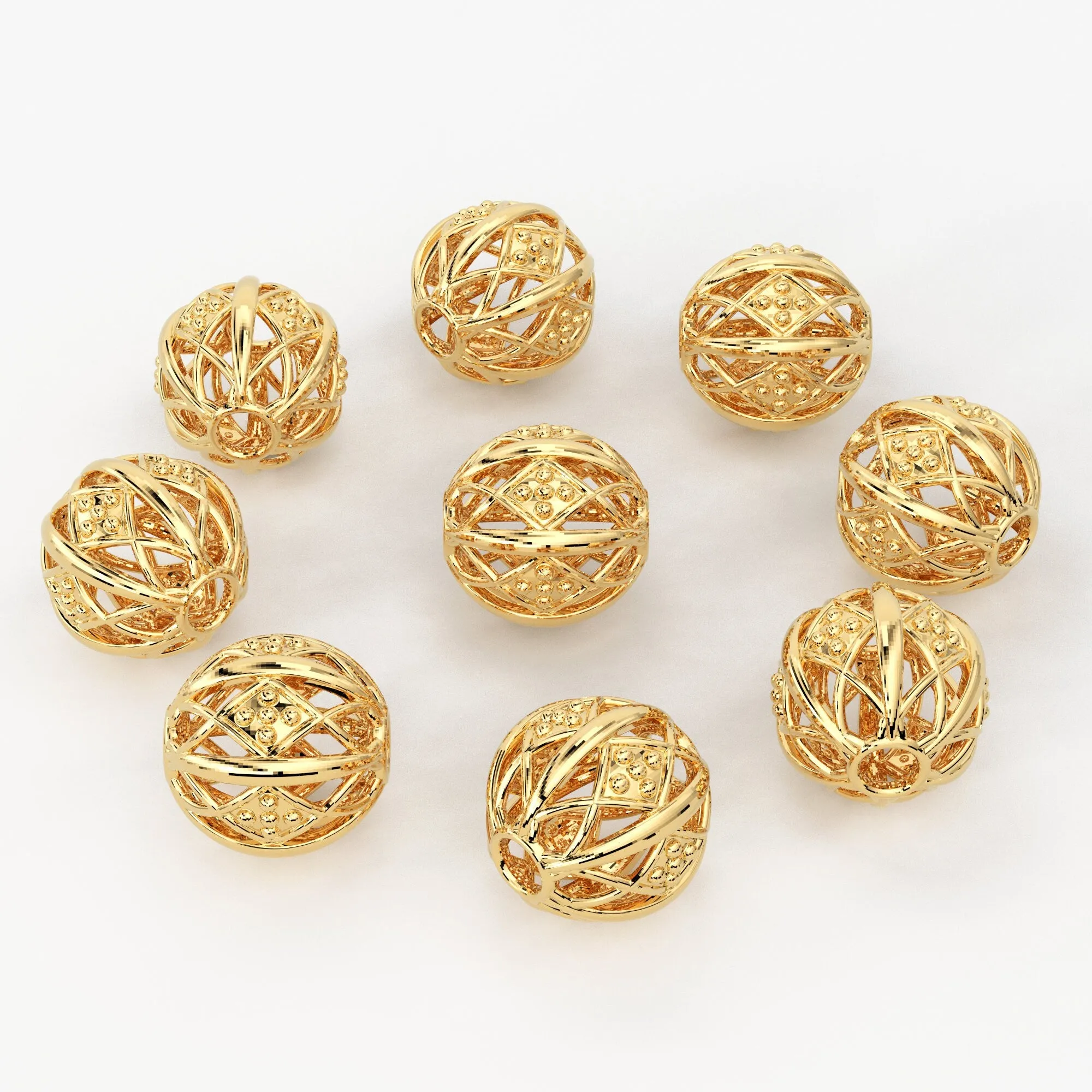 Designer Milgrain Solid Gold Handmade Round Spacer Gold Bead Finding 8mm 10mm