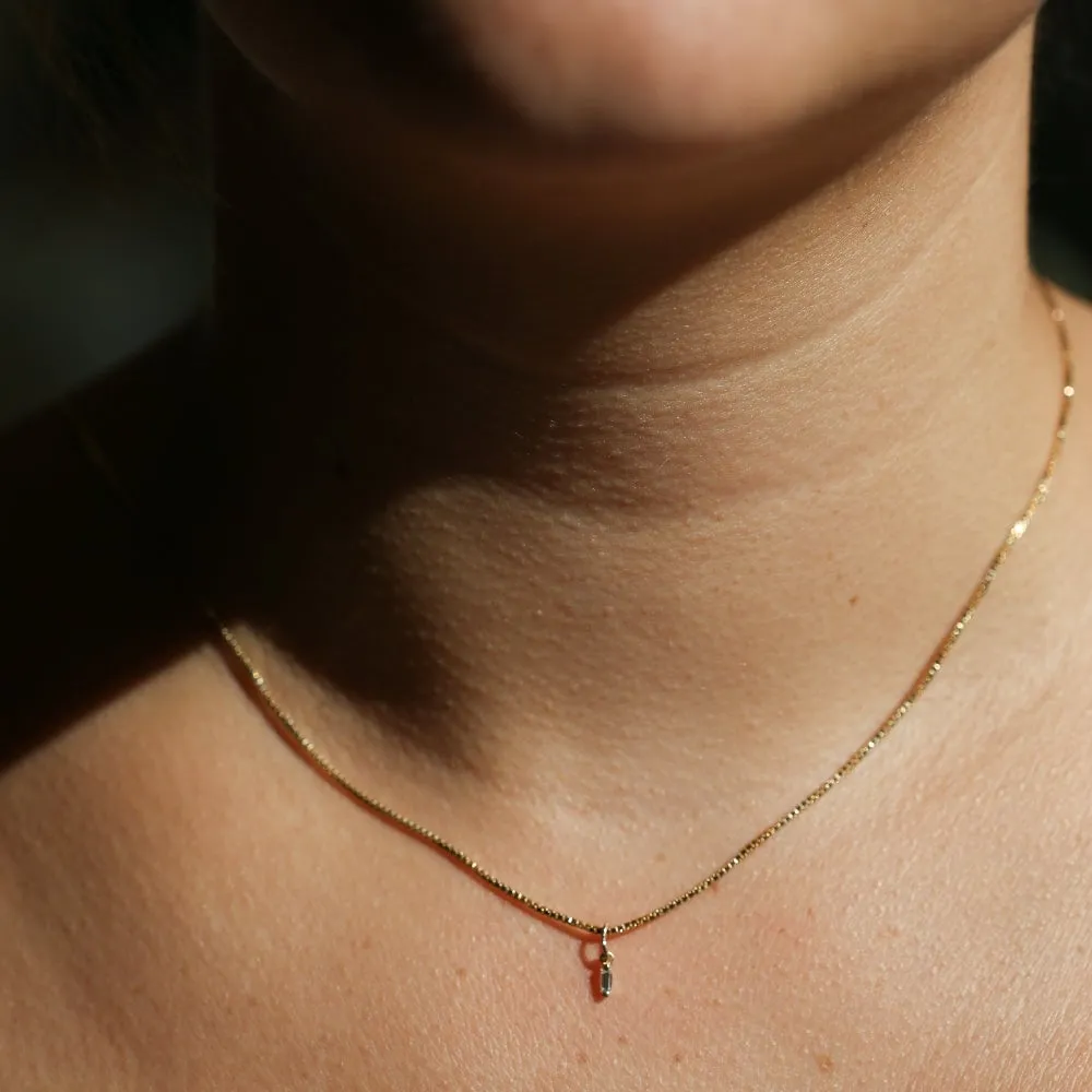 DIAMOND BAGUETTE CHARM | 14K YELLOW GOLD & WHITE DIAMOND