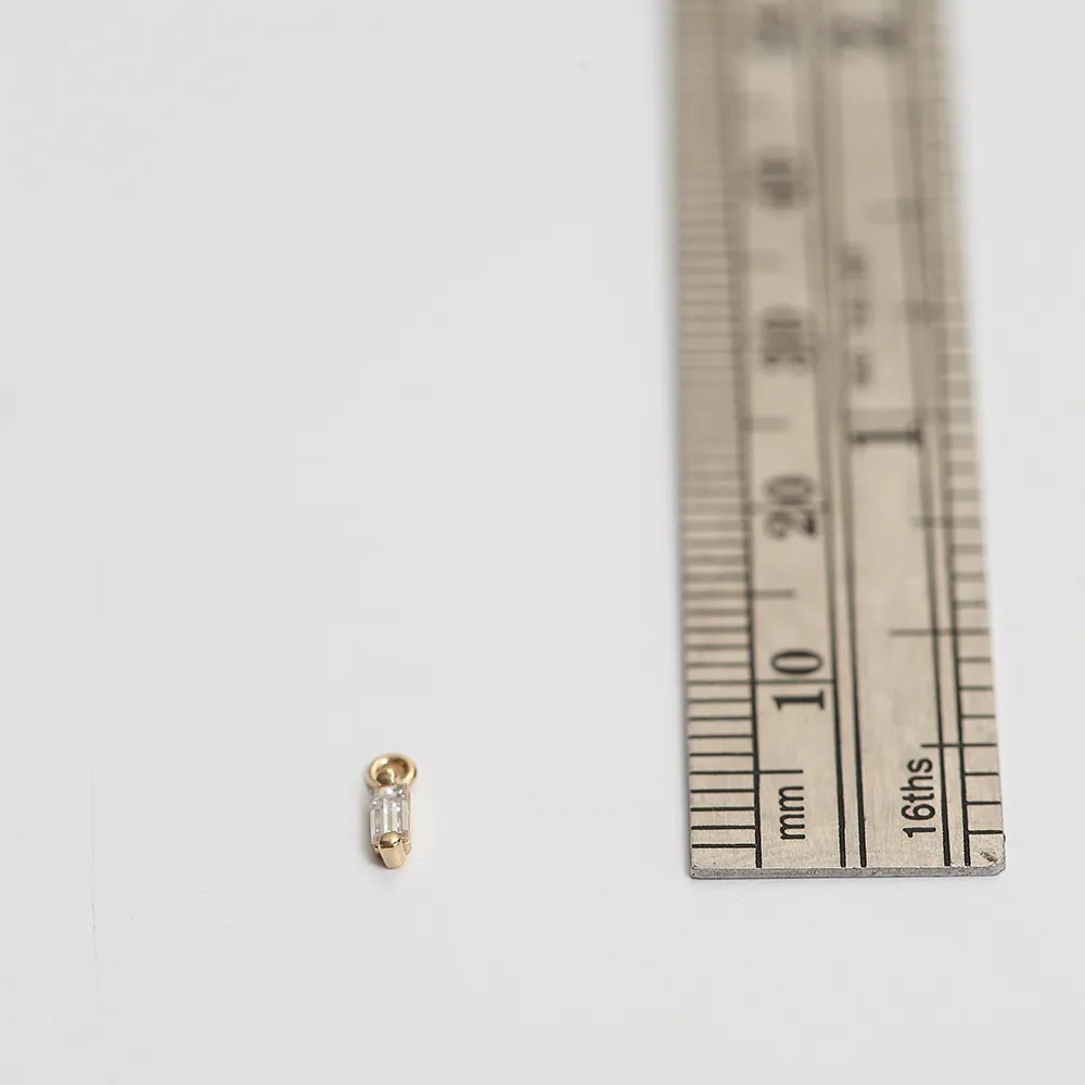 DIAMOND BAGUETTE CHARM | 14K YELLOW GOLD & WHITE DIAMOND