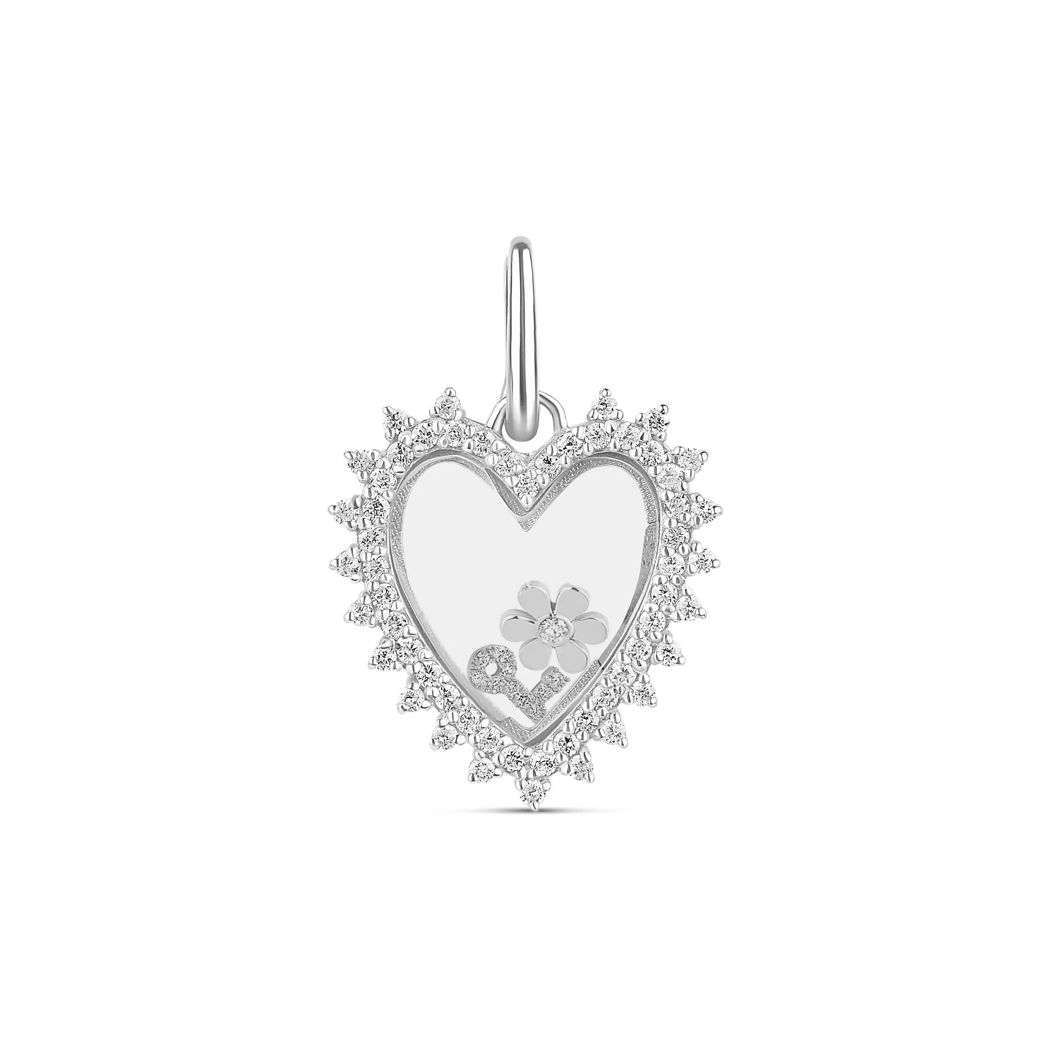 Diamond Mini Spike Heart Glass Charm Locket