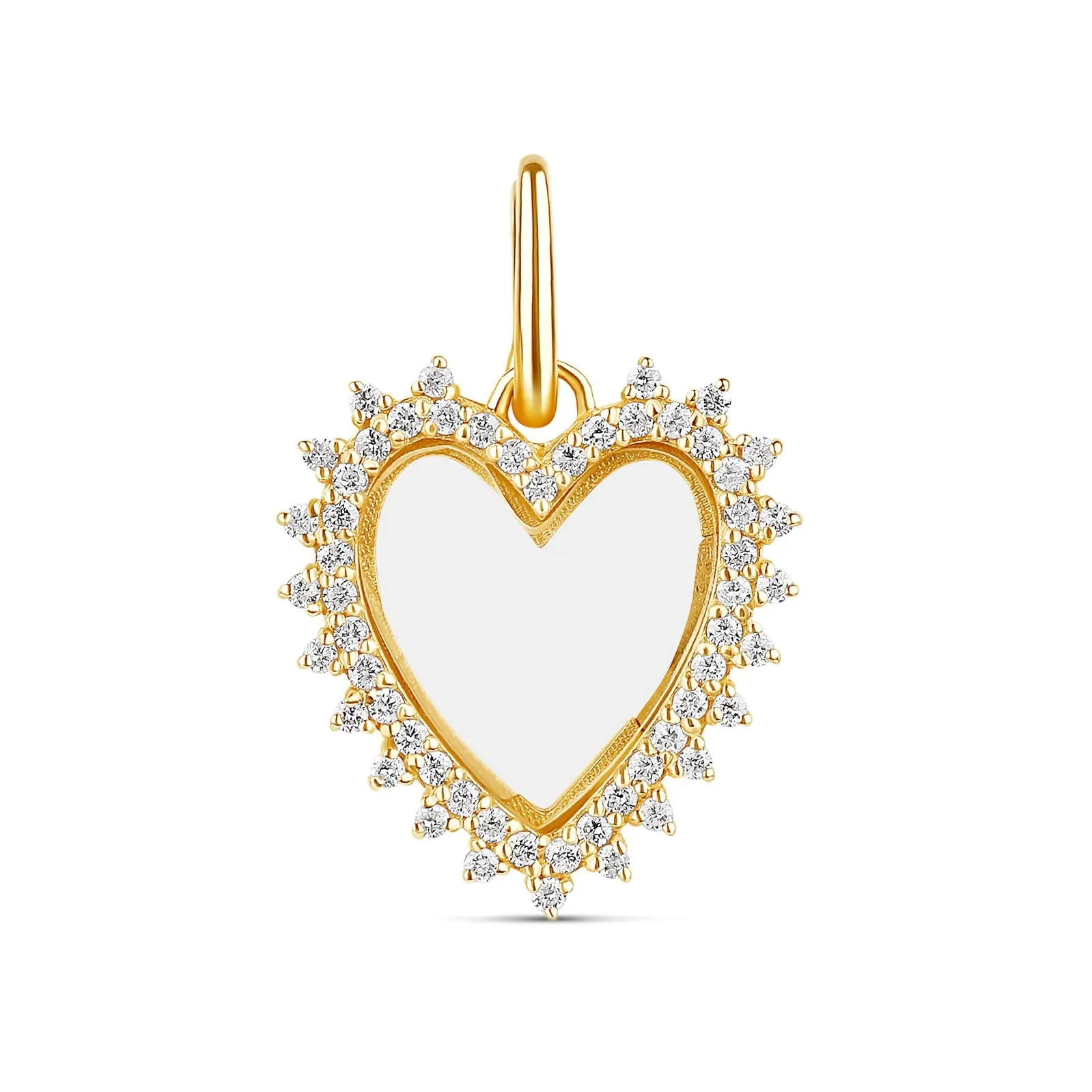 Diamond Mini Spike Heart Glass Charm Locket