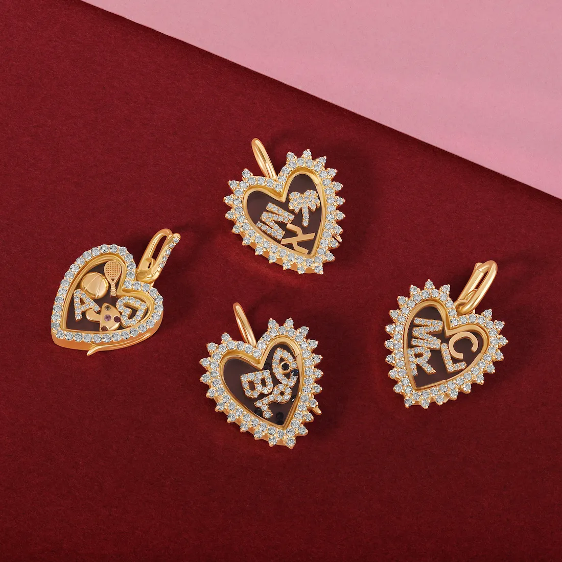 Diamond Mini Spike Heart Glass Charm Locket