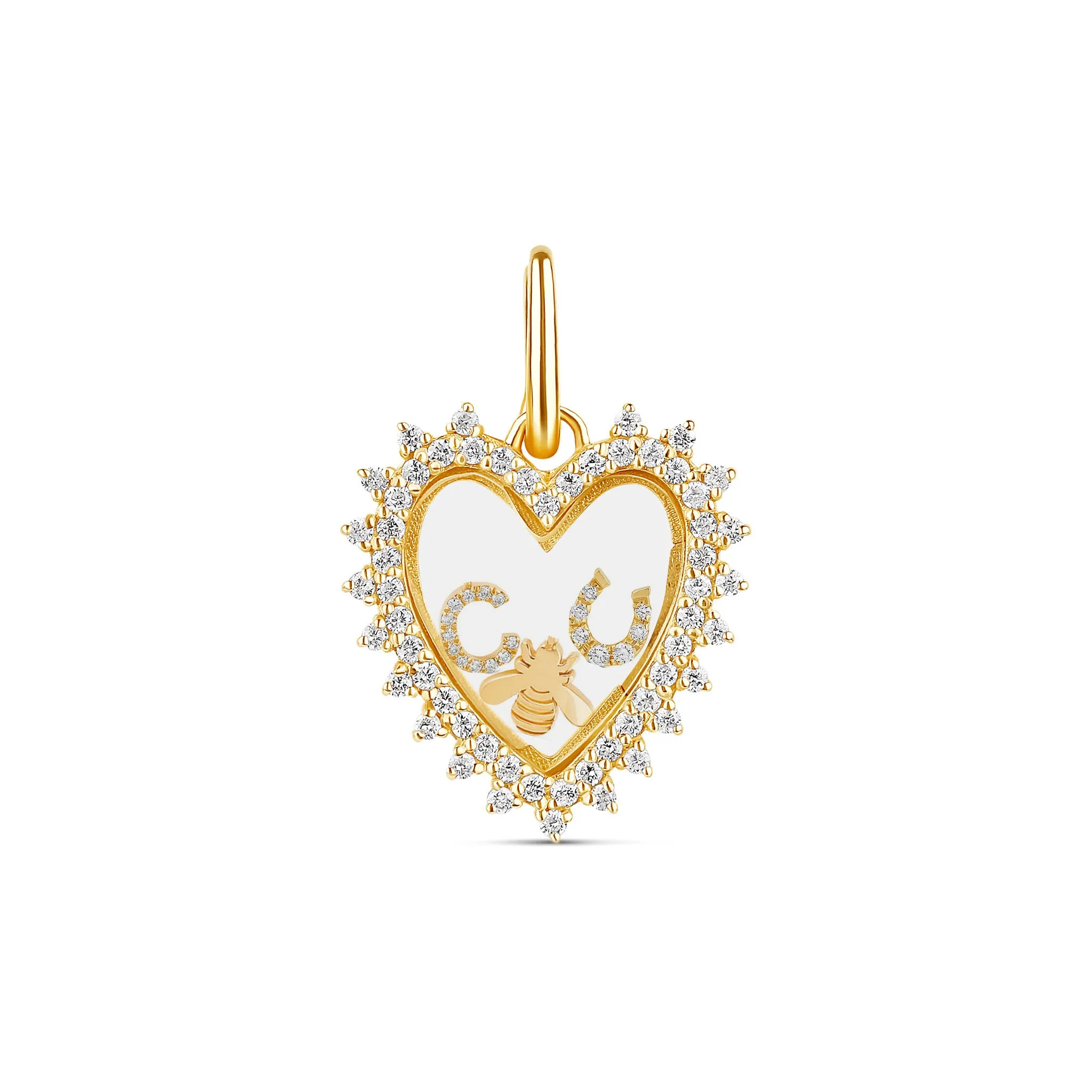 Diamond Mini Spike Heart Glass Charm Locket