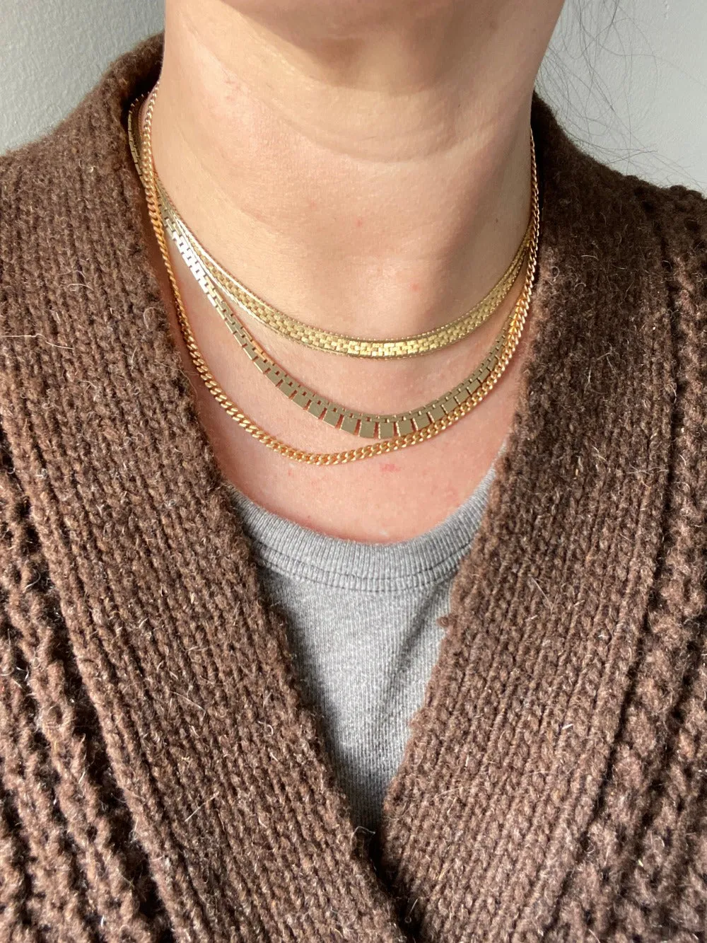 Distinctive Rare 14k gold Geneva link variation choker necklace - Denmark - 15.75 inch length