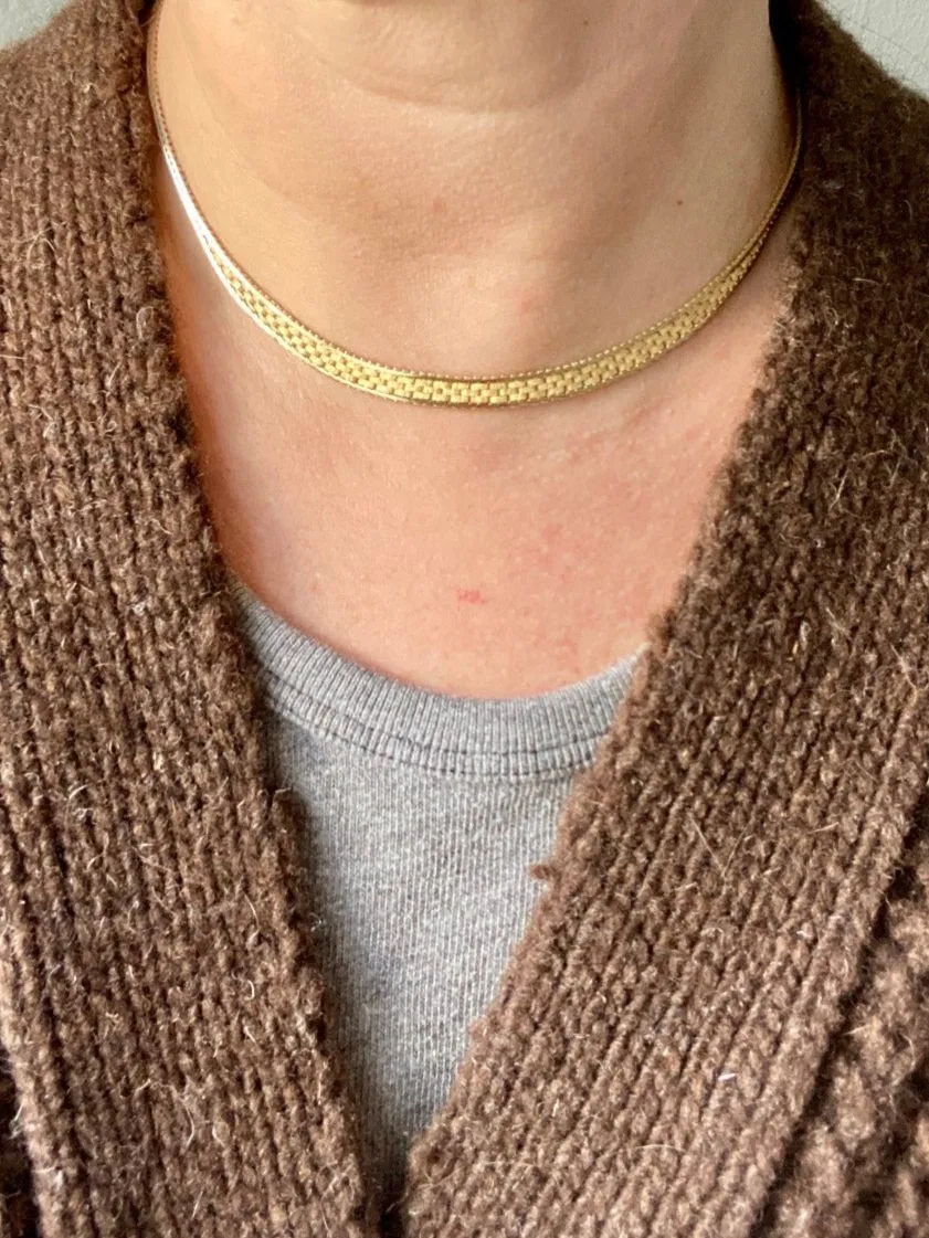 Distinctive Rare 14k gold Geneva link variation choker necklace - Denmark - 15.75 inch length