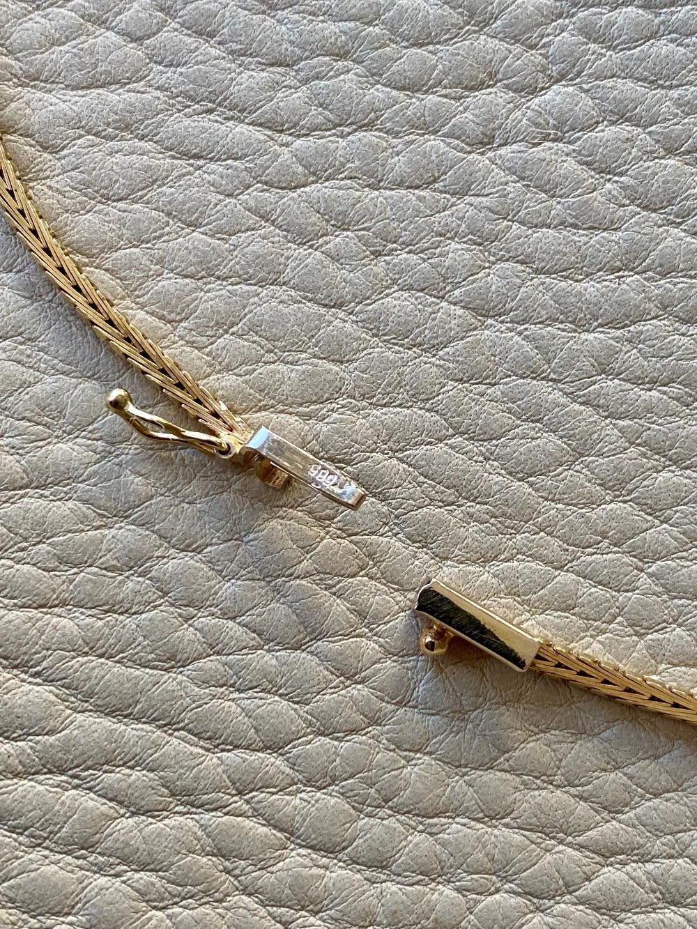 Distinctive Rare 14k gold Geneva link variation choker necklace - Denmark - 15.75 inch length