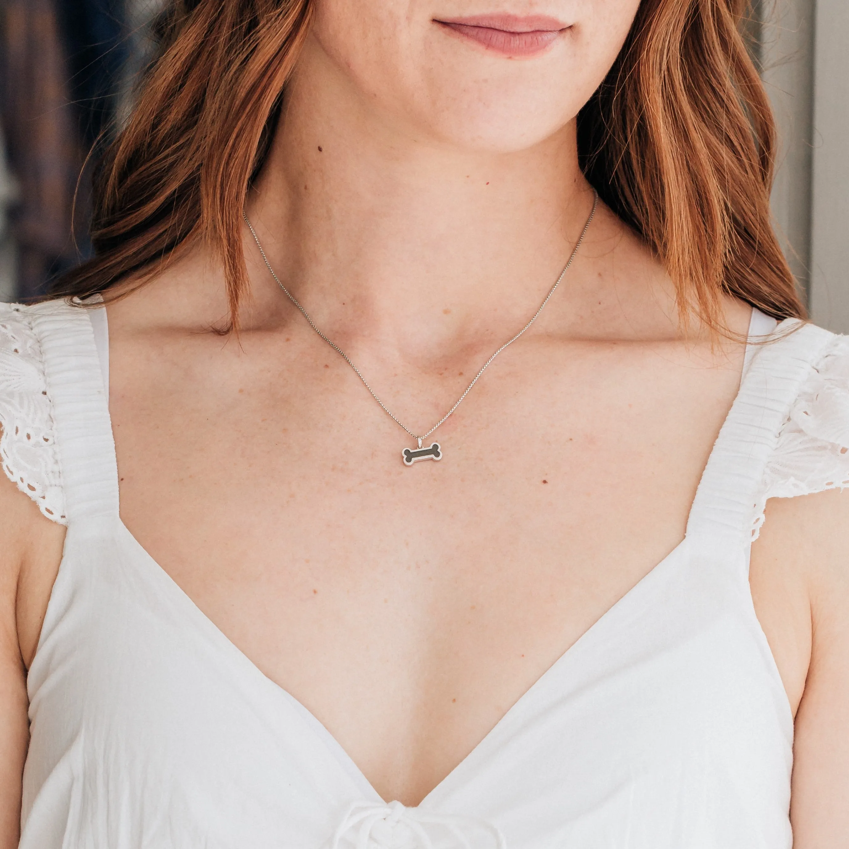 Dog Bone Cremation Necklace in 14K Rose Gold