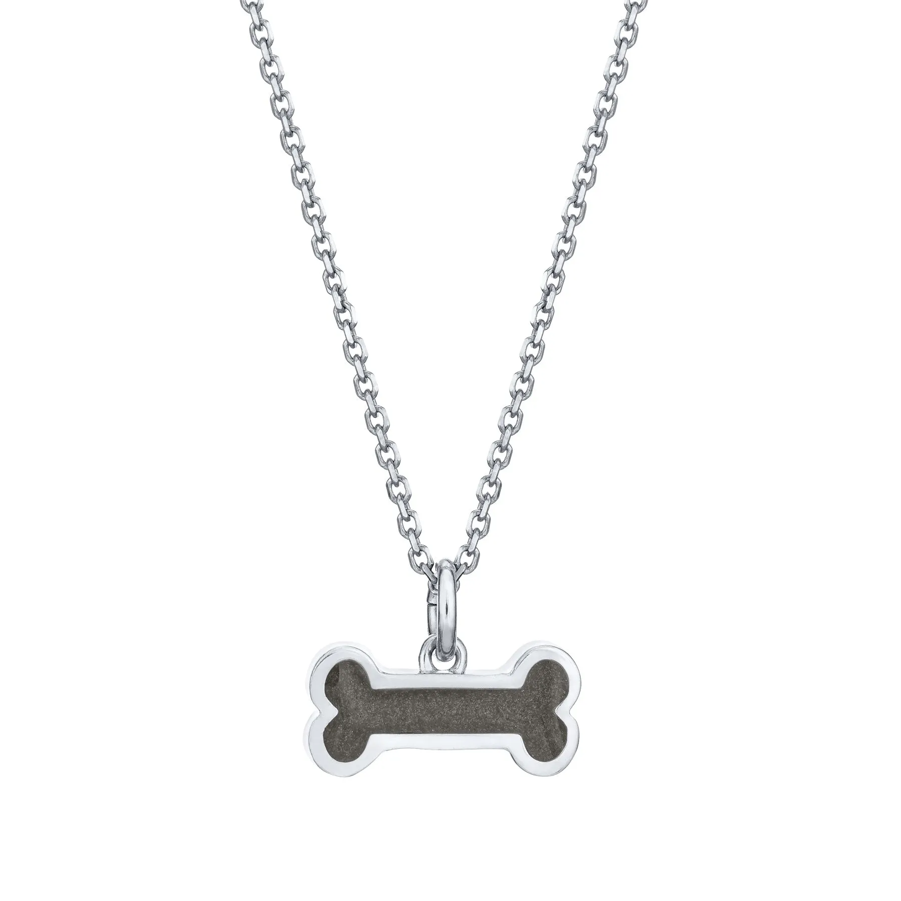 Dog Bone Cremation Necklace in 14K White Gold