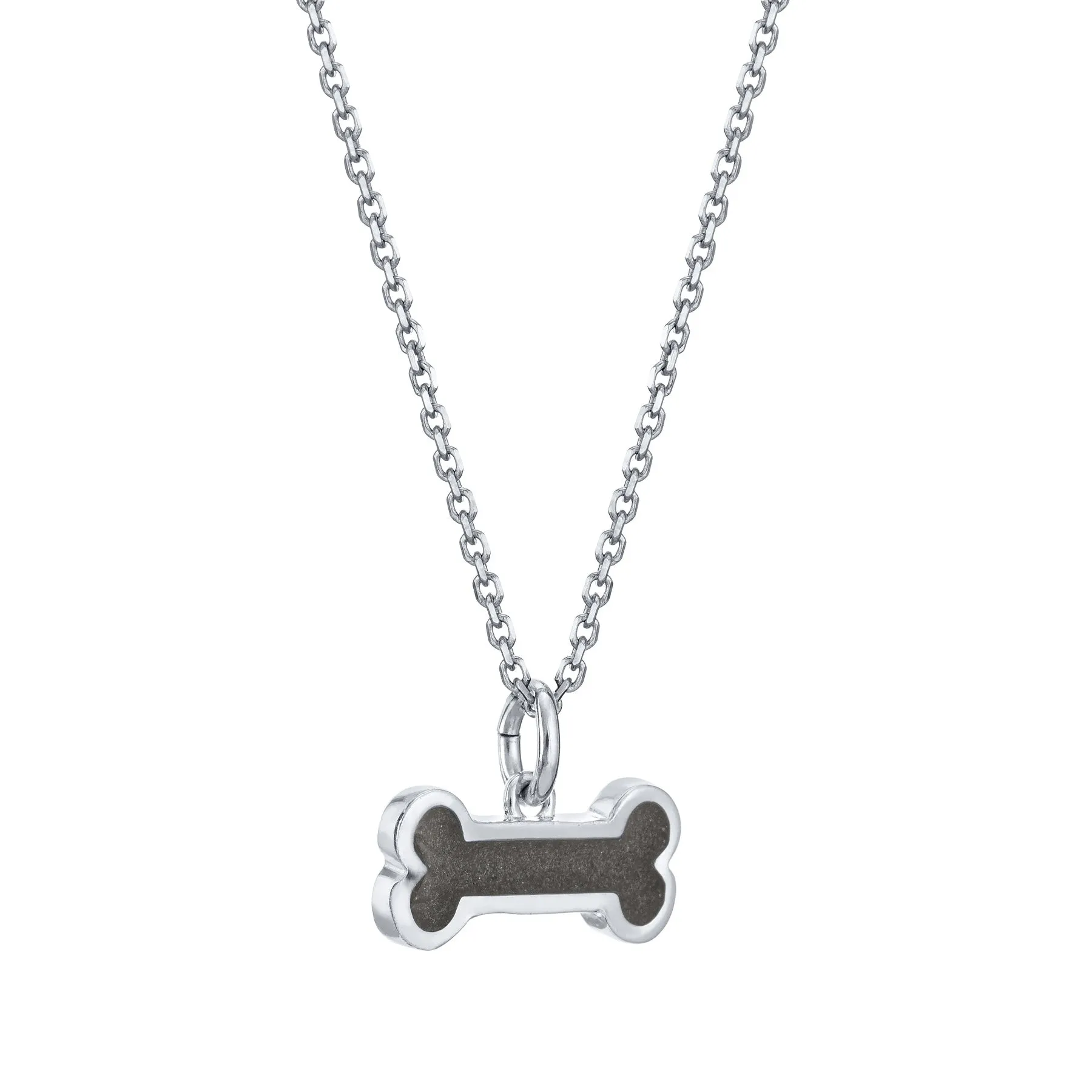 Dog Bone Cremation Necklace in 14K White Gold