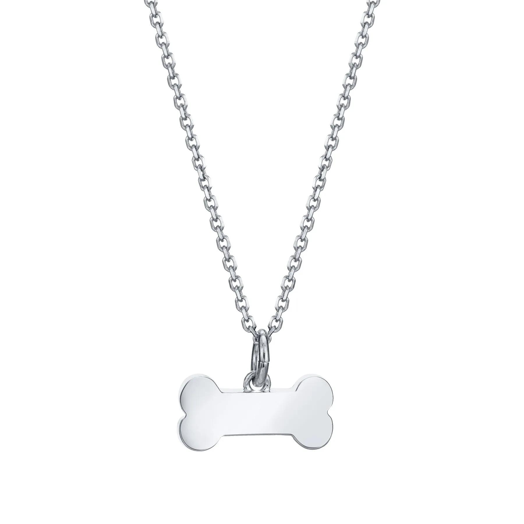 Dog Bone Cremation Necklace in 14K White Gold