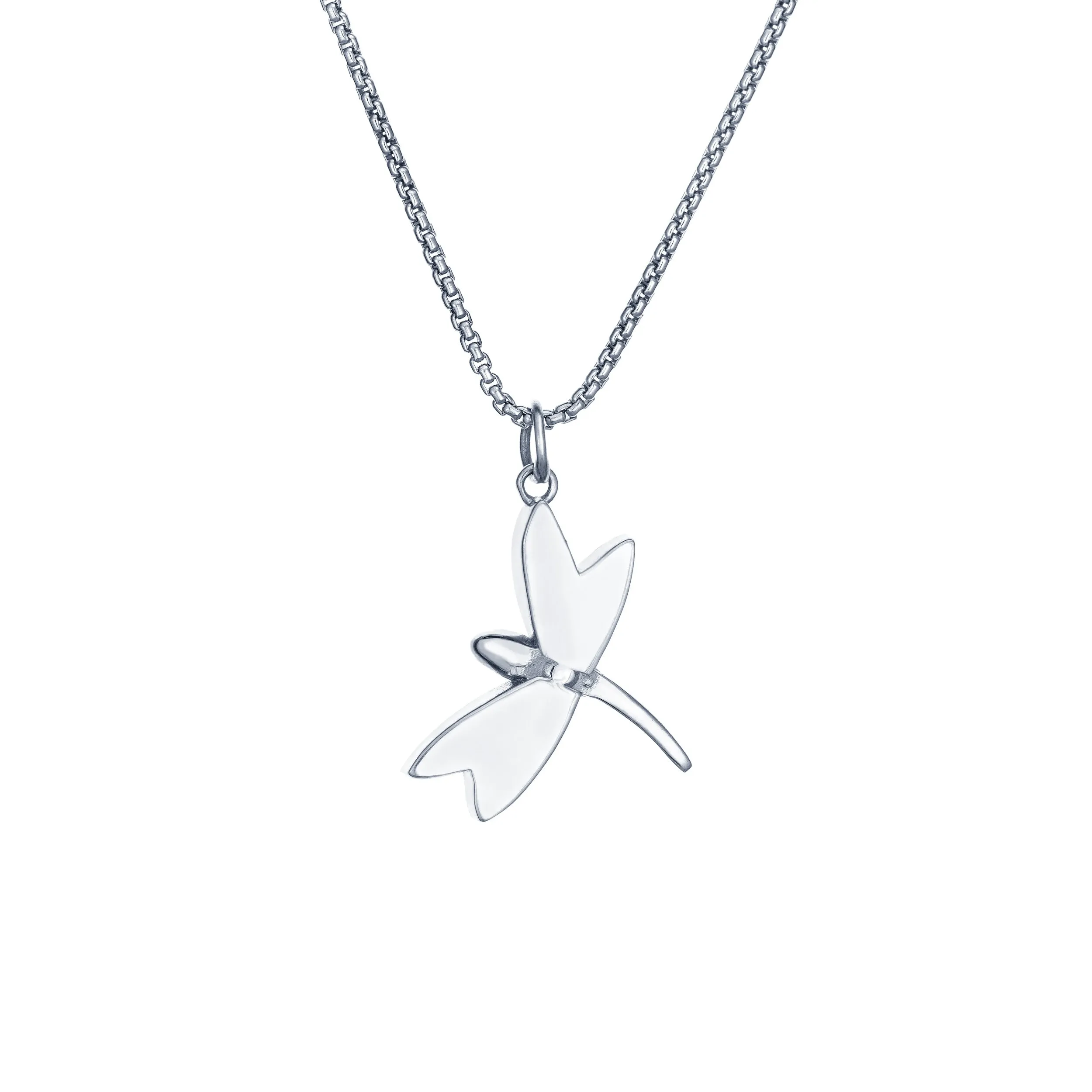 Dragonfly Cremation Necklace in 14K White Gold