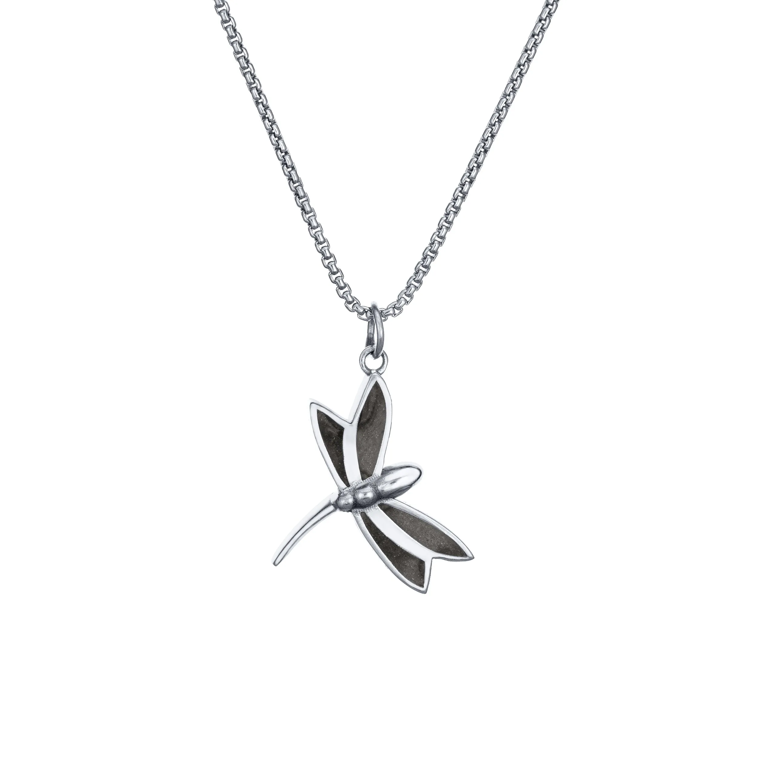 Dragonfly Cremation Necklace in 14K White Gold